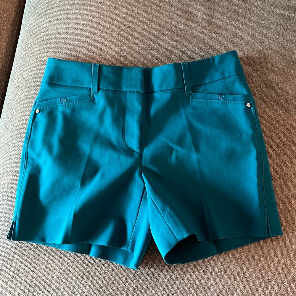 teal blue white house black market slack shorts